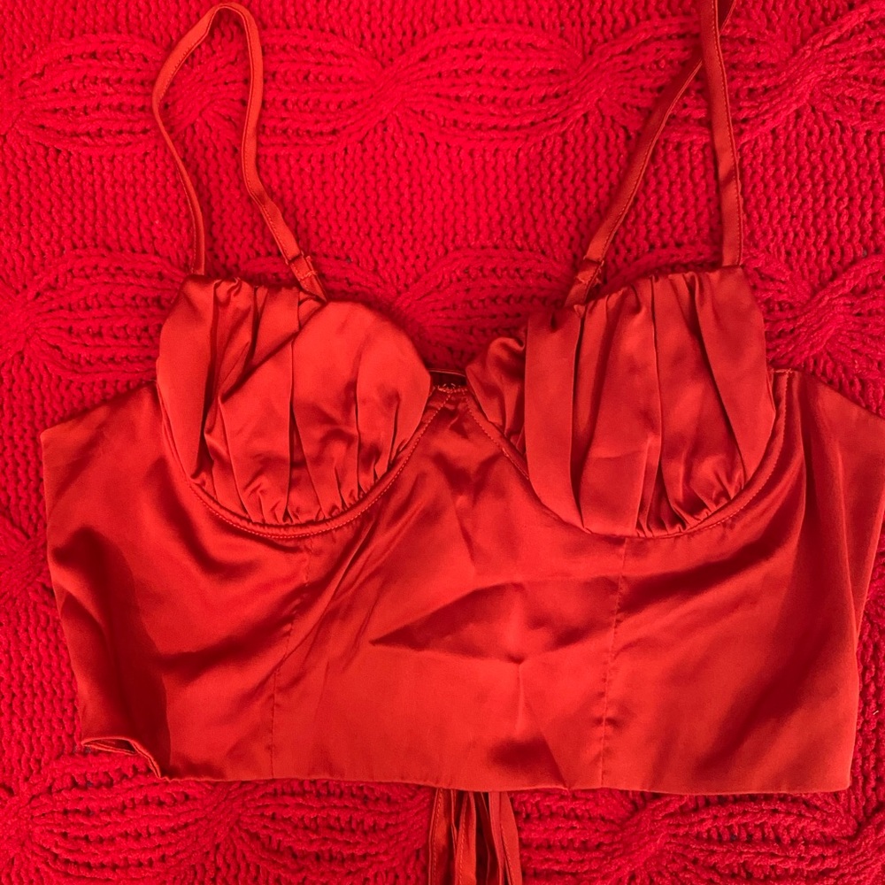 Red/burnt orange crop top